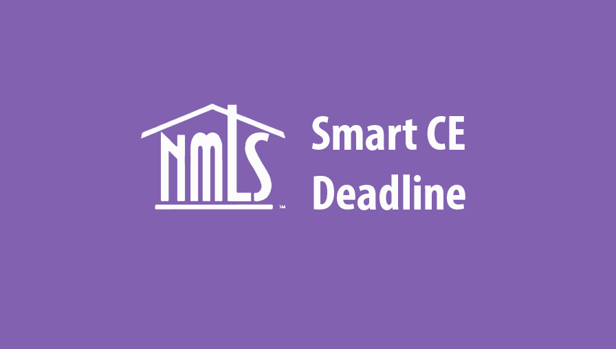 A purple background with the words nmls smart ce deadline in white.